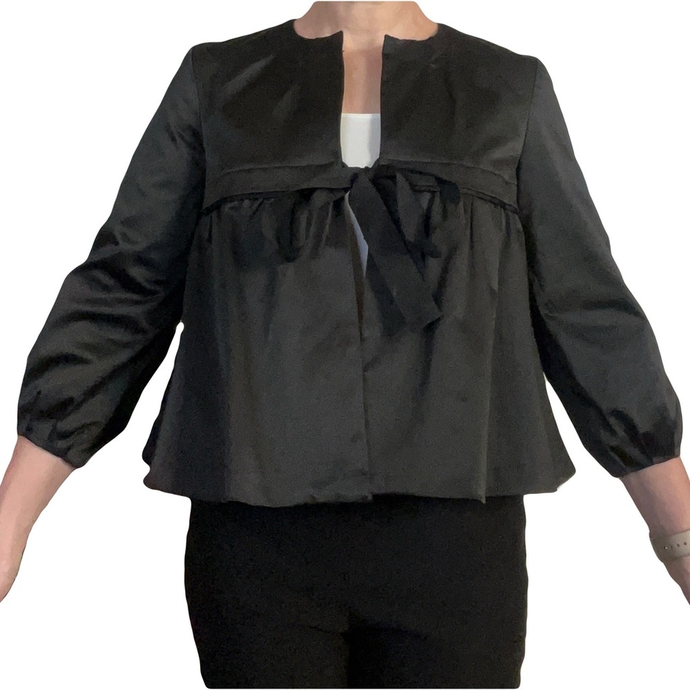 LAL Live a Little Black Satin Empire Waist Jacket
